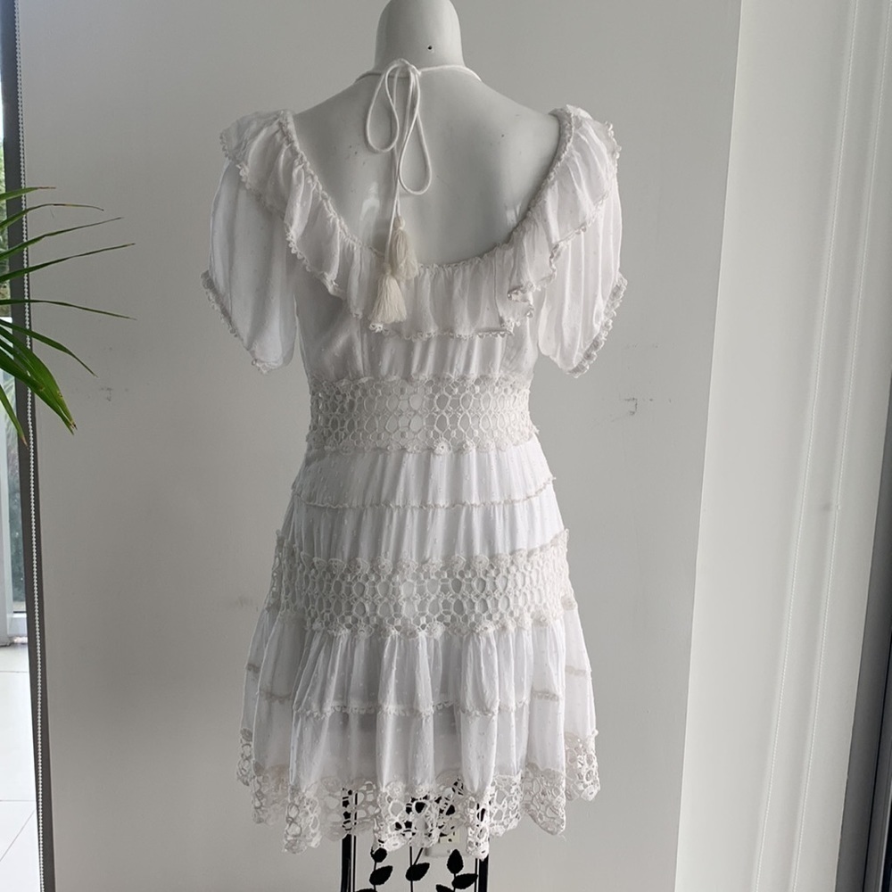 Free People Cruel Intentions white boho crochet lace mini dress, size 12 - Picture 12 of 16